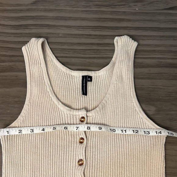 MOON & MADISON CREAM RIBBED TANK XL - Picture 10 of 11